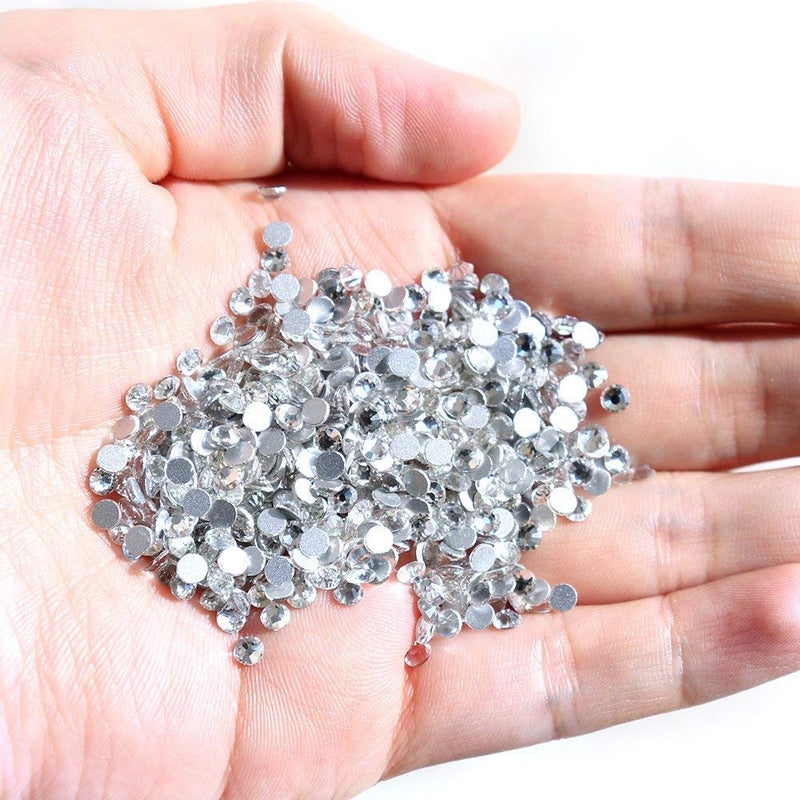 Onwon 1440 Pieces SS8 / 2.3mm Clear Crystal Flat Back Brilliant Round Rhinestones Glass Stones Glitter Gems Transparent Faux Diamond (Clear) - Image 3